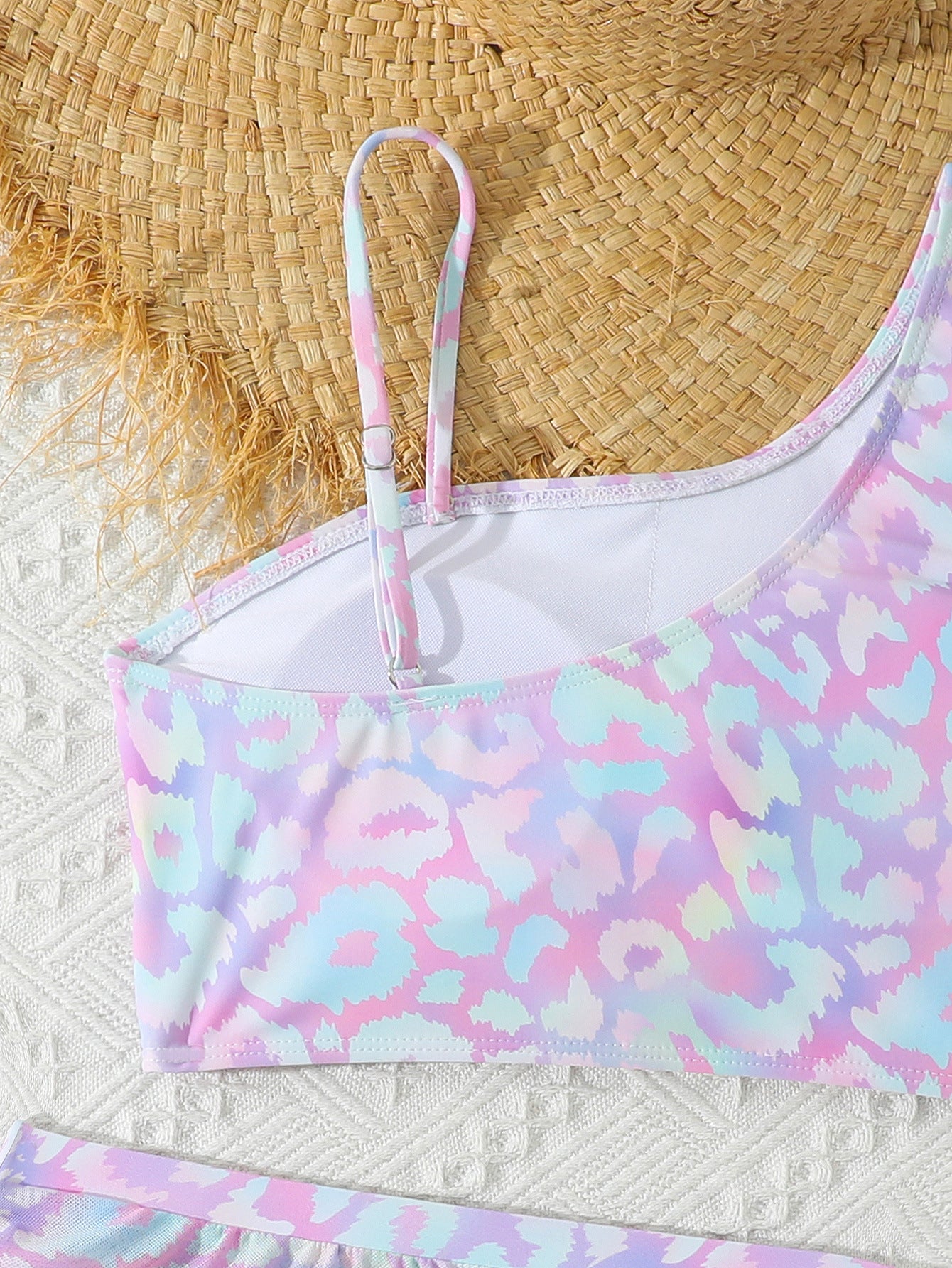 Girl 3-Piece Pastel Leopard Print Swimwear Set | Size 8-12y