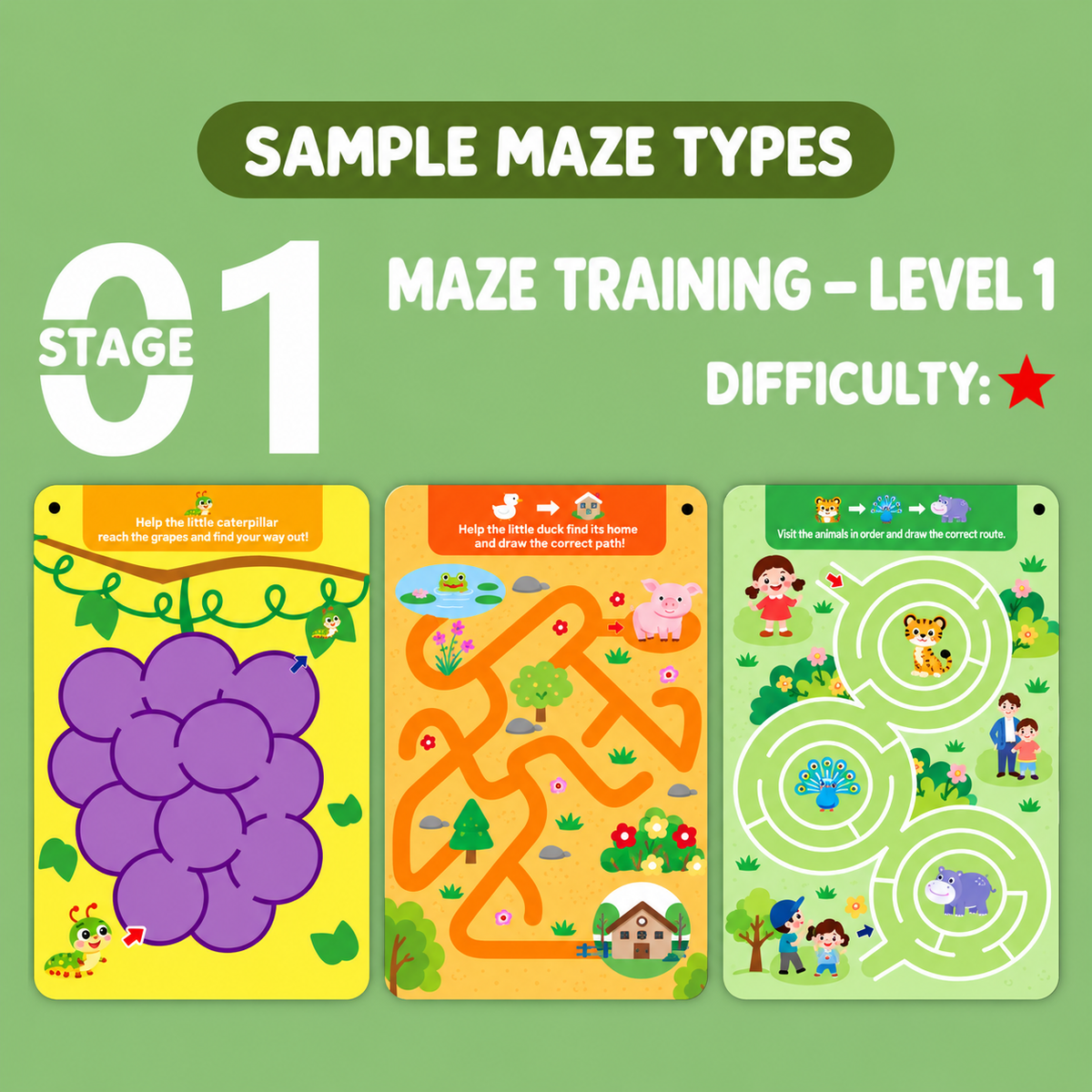 Wipe-Clean Maze Cards for Kids | 3+
