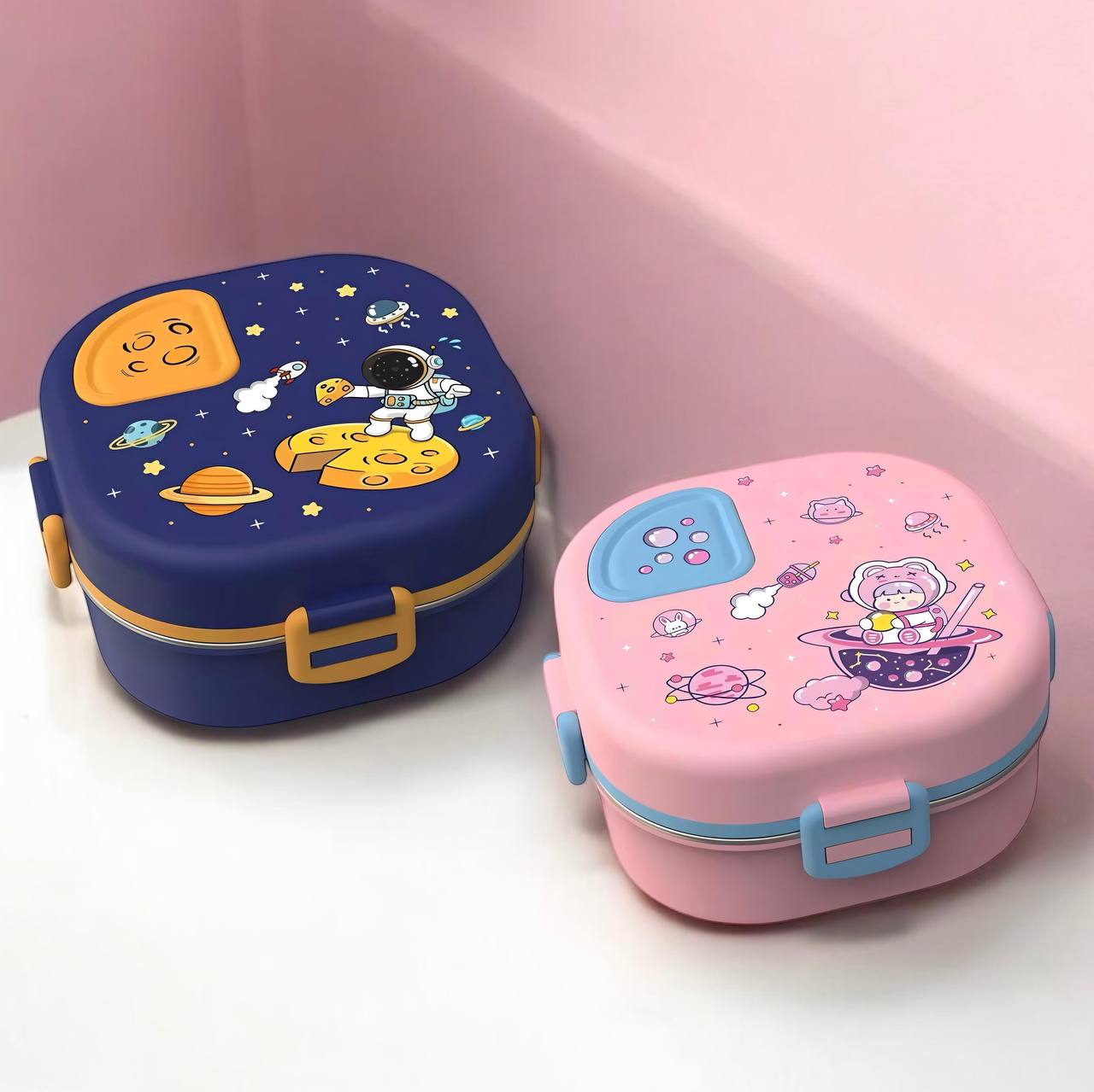 Lunch Box Bento Stainless Steel Space | +Spoon | 19×19×9cm