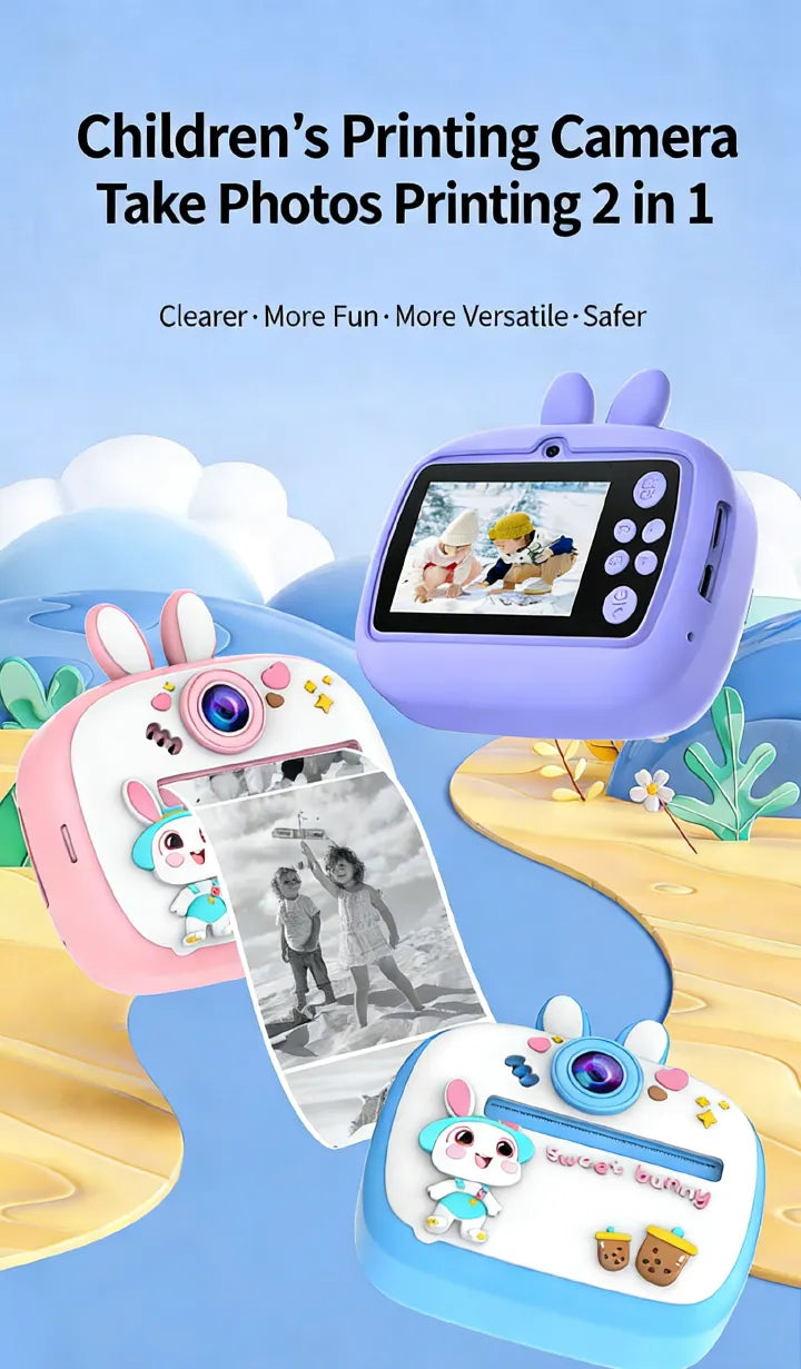 Digital Mini Printing Camera 2in1 With straps | Cute Animals | 3+