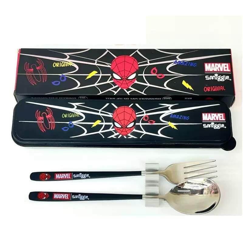 Smiggle Spiderman Set Fork+Spoon With Storage Box