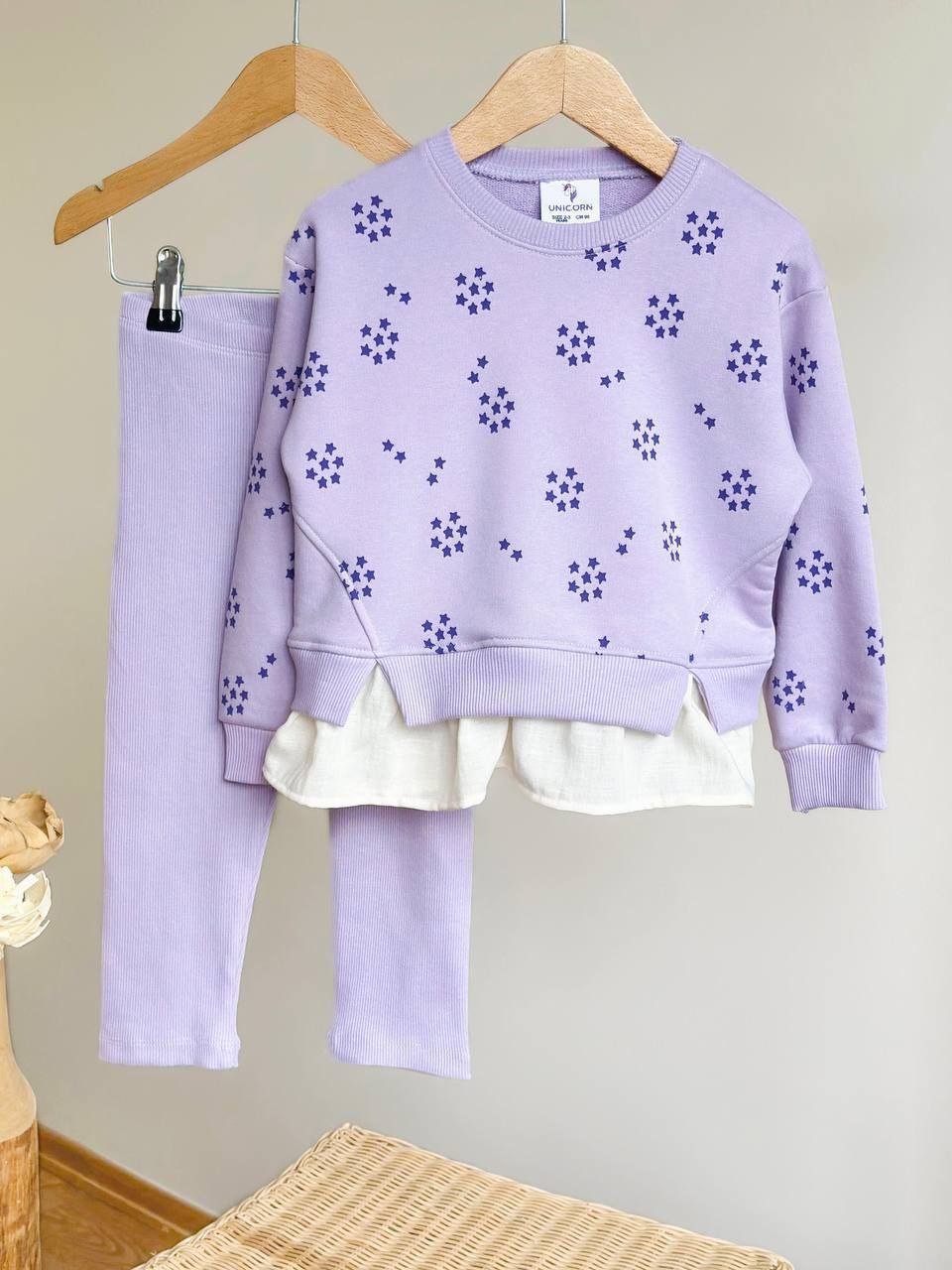 Outfit Lilac Cotton Little Stars Design Size 2-8y