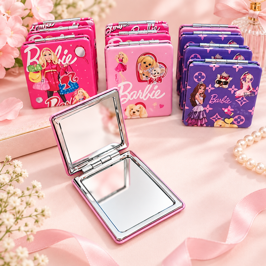 Barbie Pocket Compact Mirror – Assorted Designs 3colors| Size 8.5×6cm