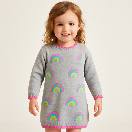 Dress For Girls Rainbow Design