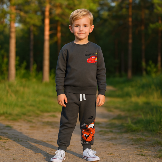 Dark Grey Cotton Outfit  Disney Cars Design Size 2-8y