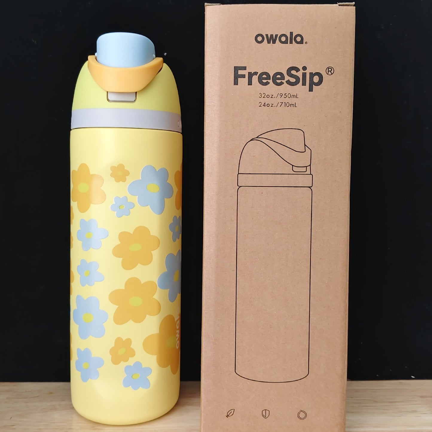 Owala Bottle Stainless Steel Free Sip Leak-proof Yellow Flower 710ml