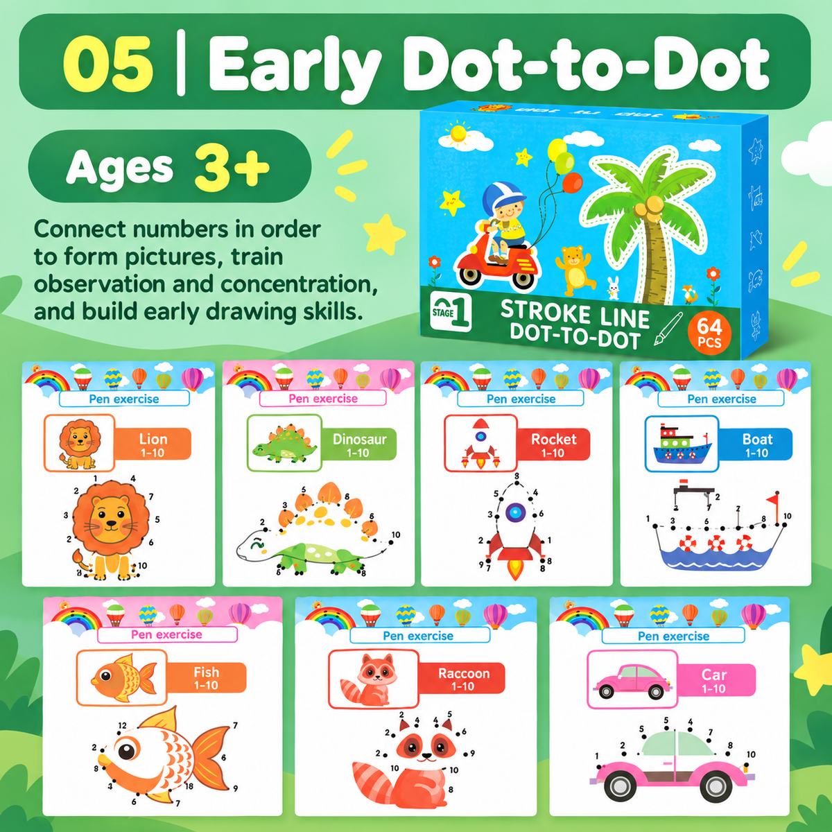 Reusable Pen Control & Tracing Activity Book Set | Size 14.5×21.5×5cm | 2+