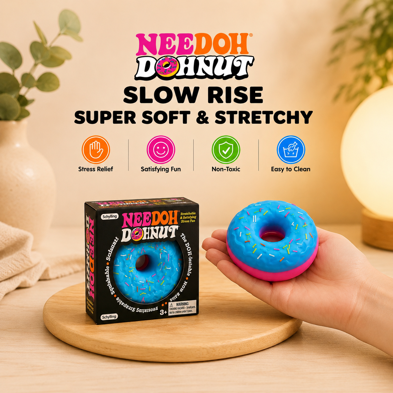 NeeDoh Squishy Donut  Squeeze Toy | Soft Stress Relief | 3+