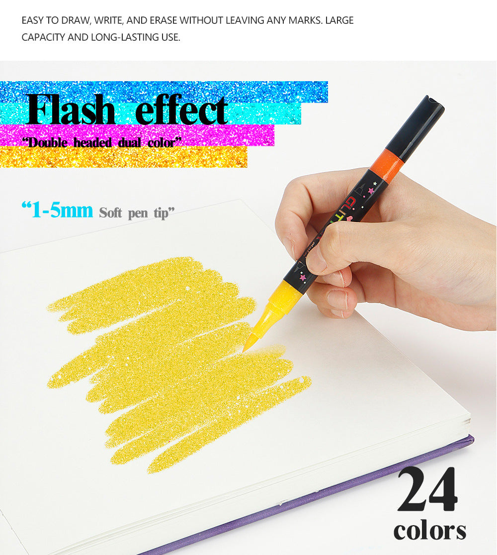 Glitter Brush Marker Set – 12pcs/24 Colors & 24pcs/48 Colors
