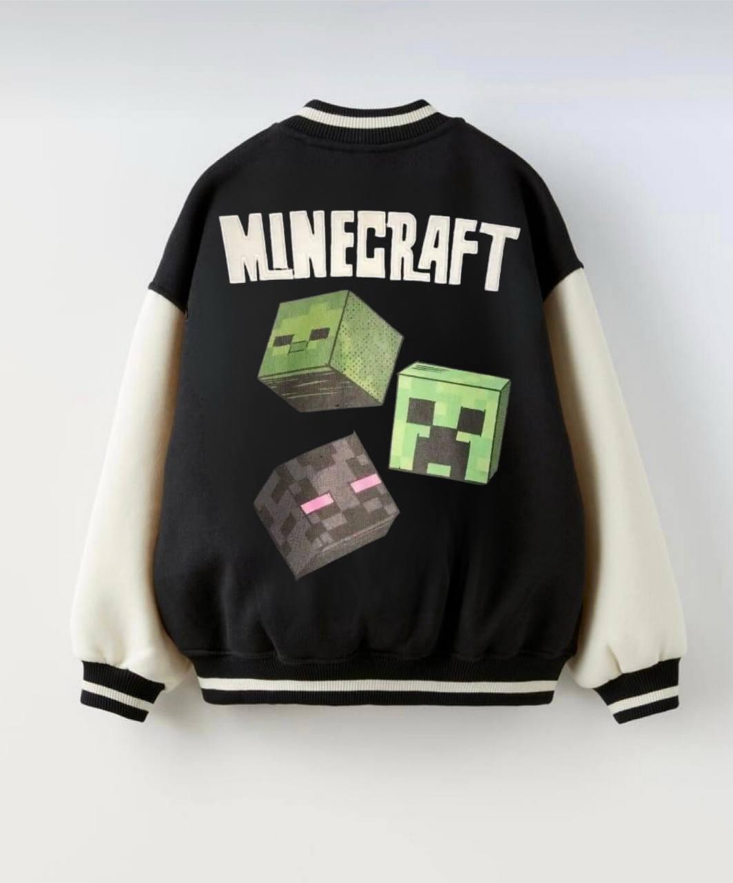 Minecraft Varsity Jacket – Kids Bomber with Fleece 5-14y