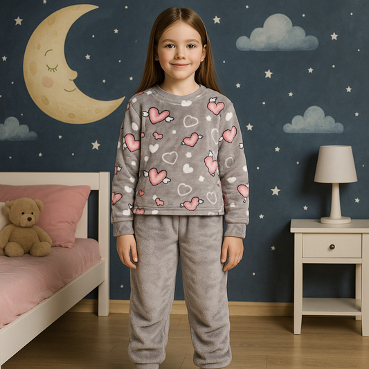 Warm Winter Pijama Heart Design Size 6-16y