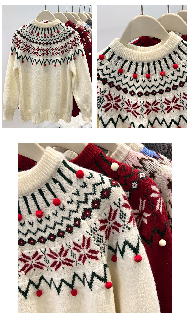 Nordic Christmas Pom-Pom Sweater / S–XL