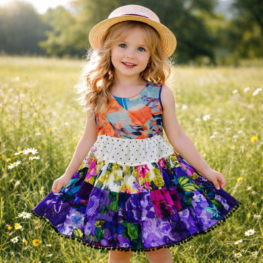 Cute Dress For Kids Flower Design Size 2y