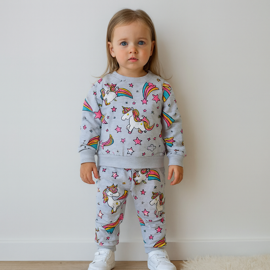 Unicorn Design Cotton Pyjama For Girl 4-5y