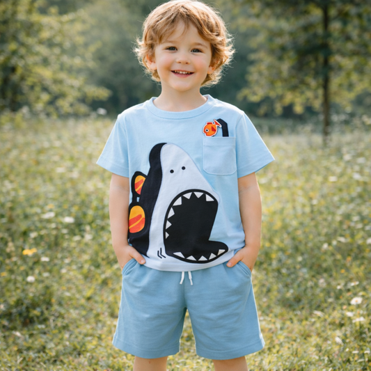 Cotton Tshirt  Shark For boy (6-7y)