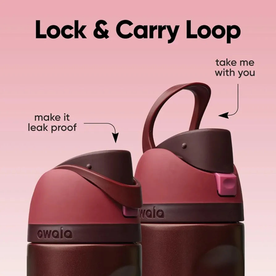 Owala Bottle Stainless Steel - FreeSip | Leak-proof | Black Cherry ( Wine ) | 710-950ml
