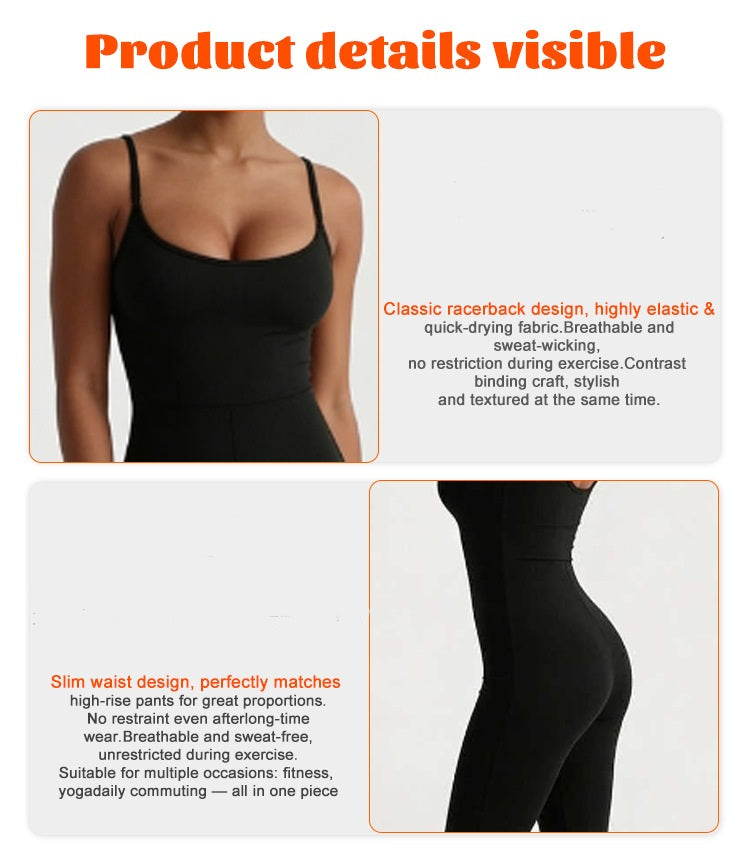 Women's Flare Yoga Jumpsuit – Slim Fit Activewear | Size M