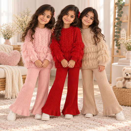 Girls’ Faux Fur Trim Knit 2-Piece Set / 2–7Y