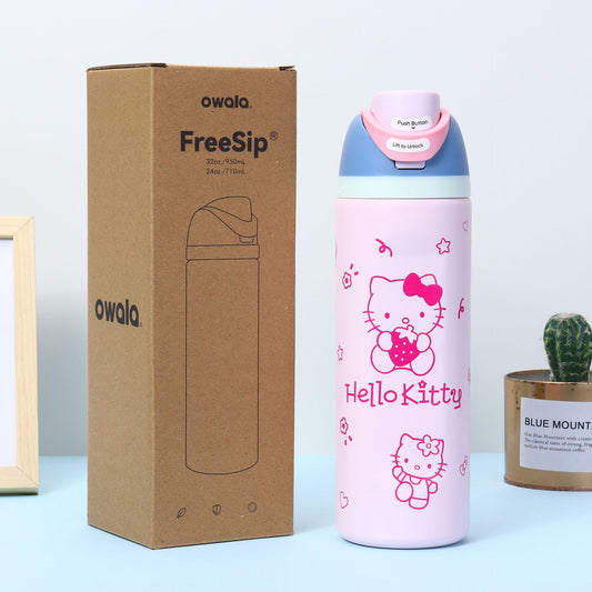 Owala Bottle Stainless Steel Free Sip Leak-proof Pink & Grey Hello Kitty 710ml