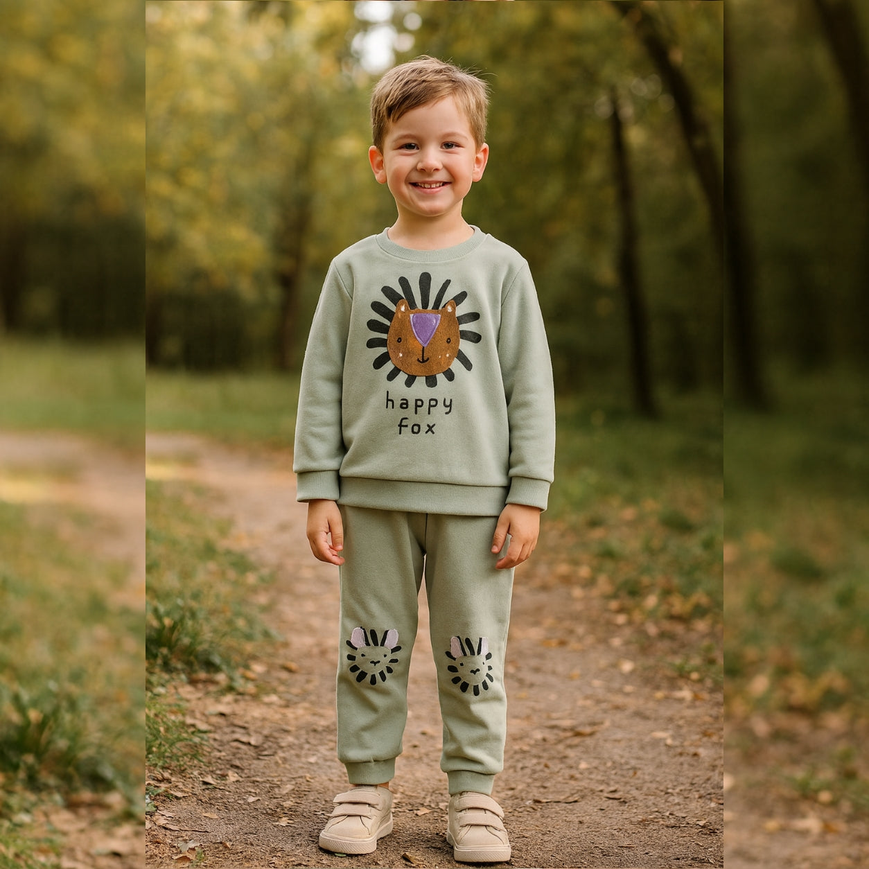 Cotton 100% Kids Outfit Zoo Design Size 5-7y