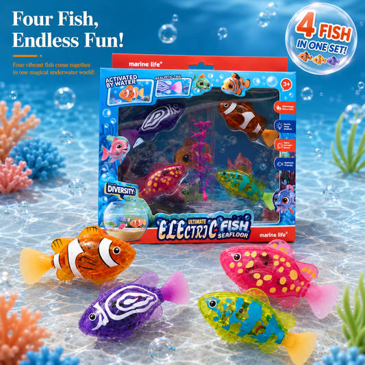 Electric Swimming Fish Set – 4 Colorful Water-Activated Fish Toys | 3+