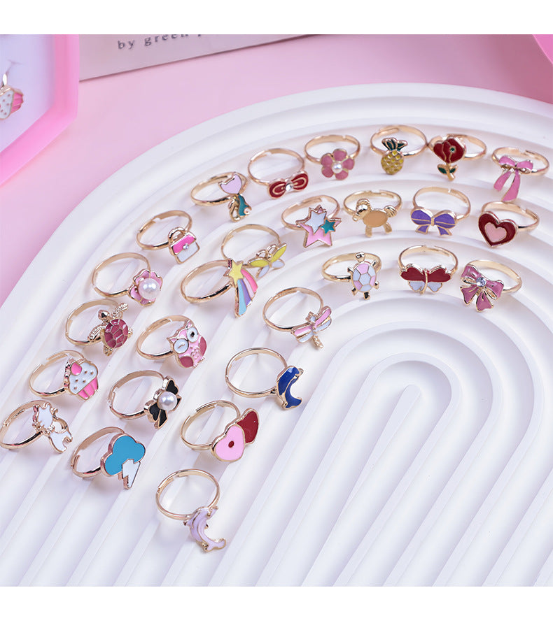 Kids Adjustable Ring Collection – 36 Cute Designs | 3+