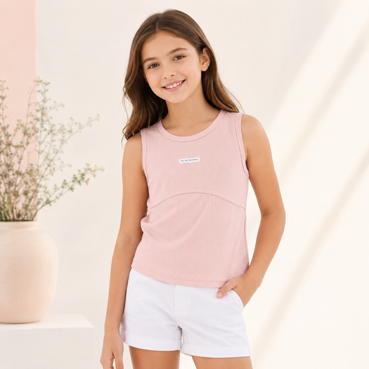 Girl Ribbed Sleeveless Top Pink | 9-10y