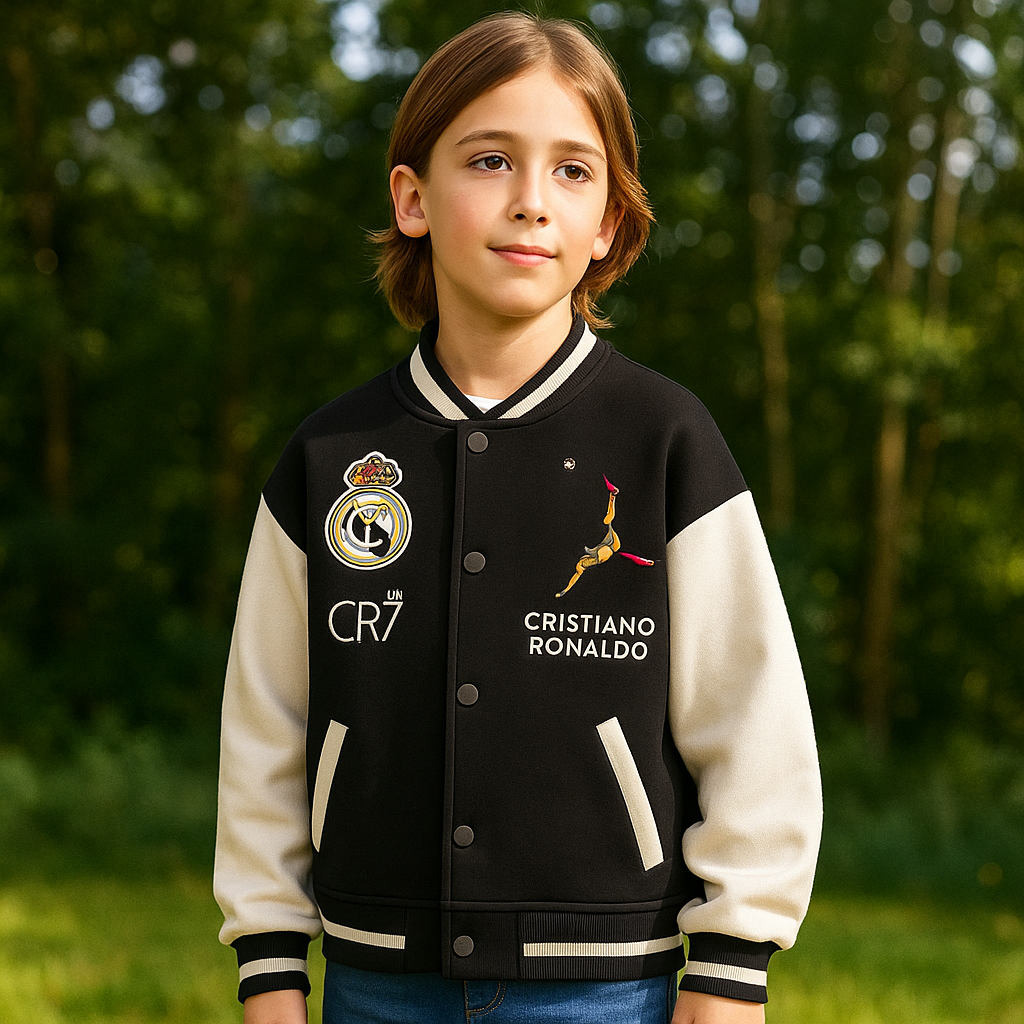 CR7 Cristiano Ronaldo Jacket – Varsity Style With Fleece 5-14y
