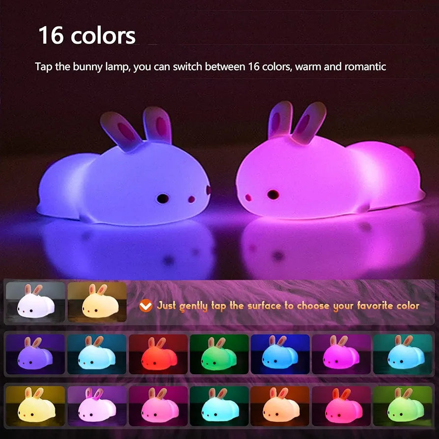 Lovely Bunny Silicone Night Light - Usb Rechargeable | 3+