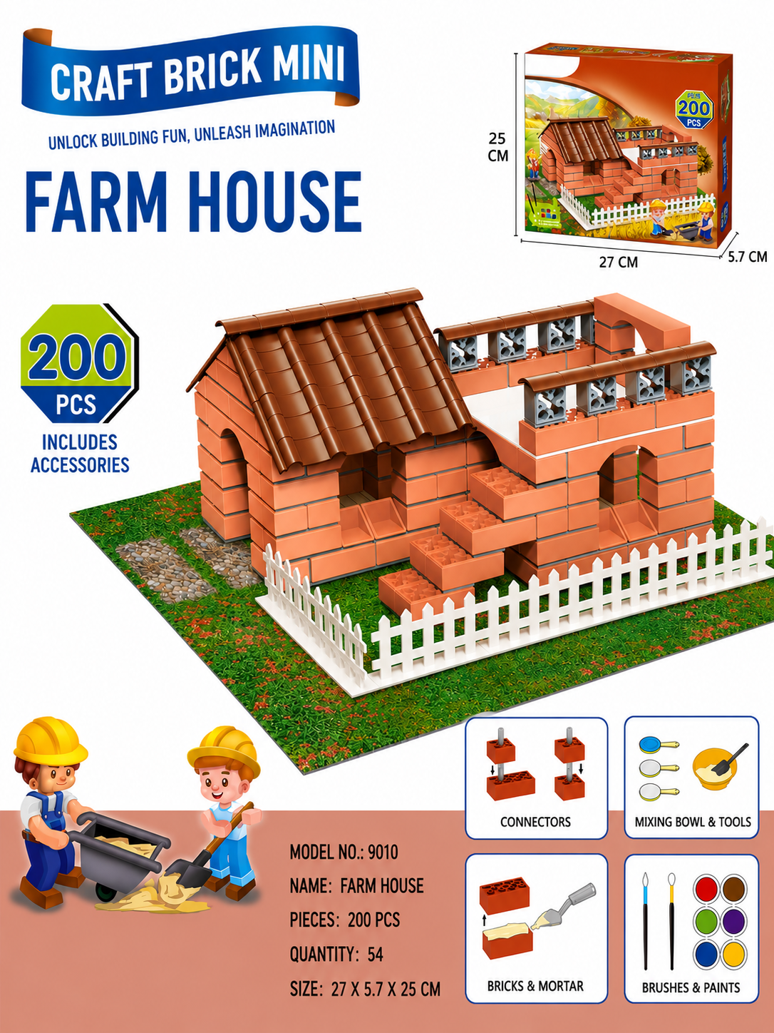 DIY Mini Brick Farm House Building Set | 200pcs |6+