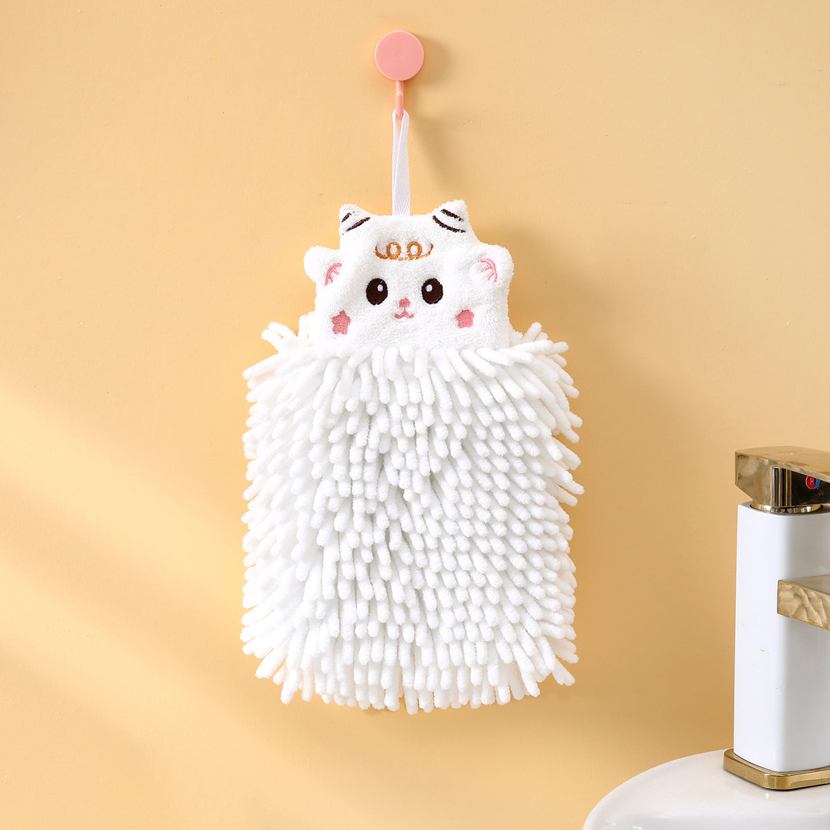 Cute Animal Chenille Hanging Hand Towel – 28 × 18 cm