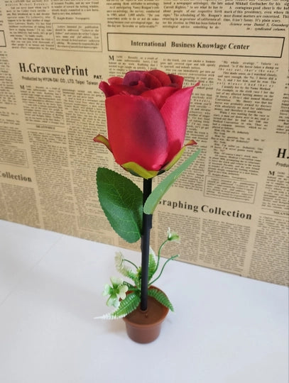 Rose Flower Pen with Decorative Pot Stand