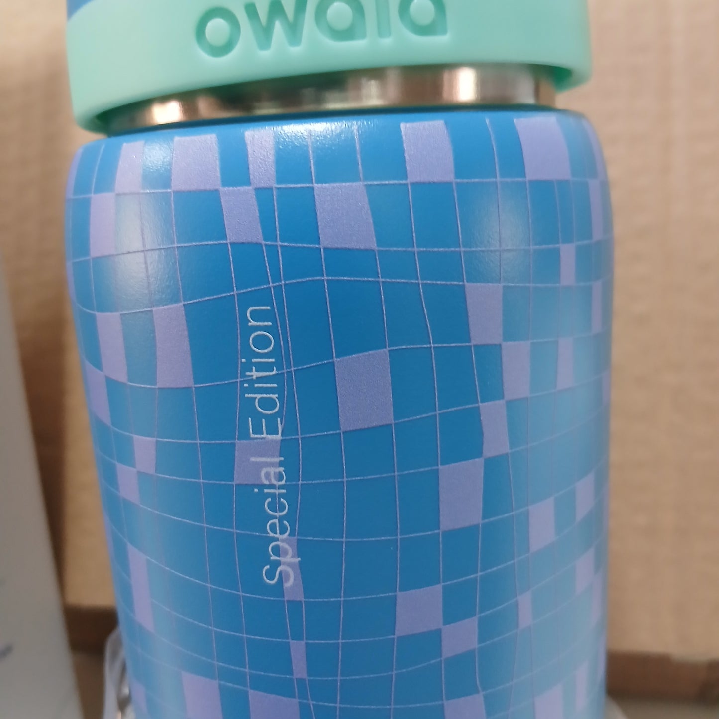 Owala Bottle Stainless Steel Free Sip Leak-proof Blue With Purple Squares 710-950ml