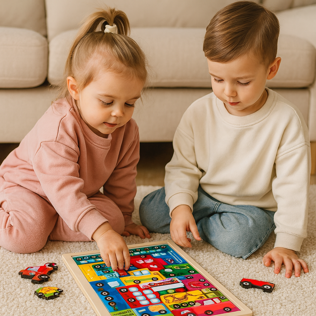 Puzzle Board Vehicles Colorful Educational Wooden Toy
