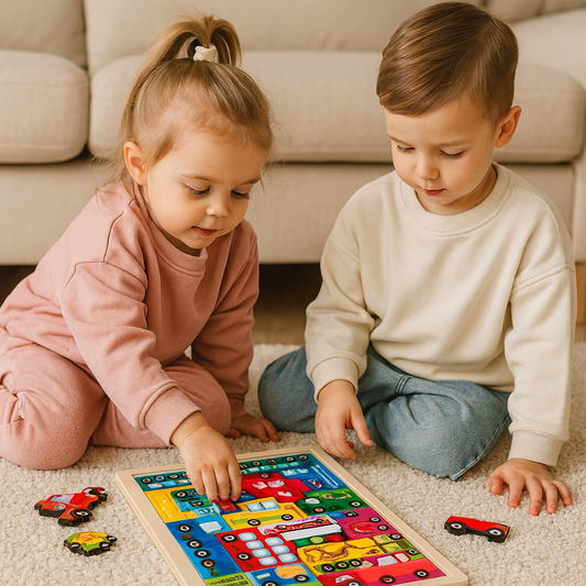 Puzzle Board Vehicles Colorful Educational Wooden Toy