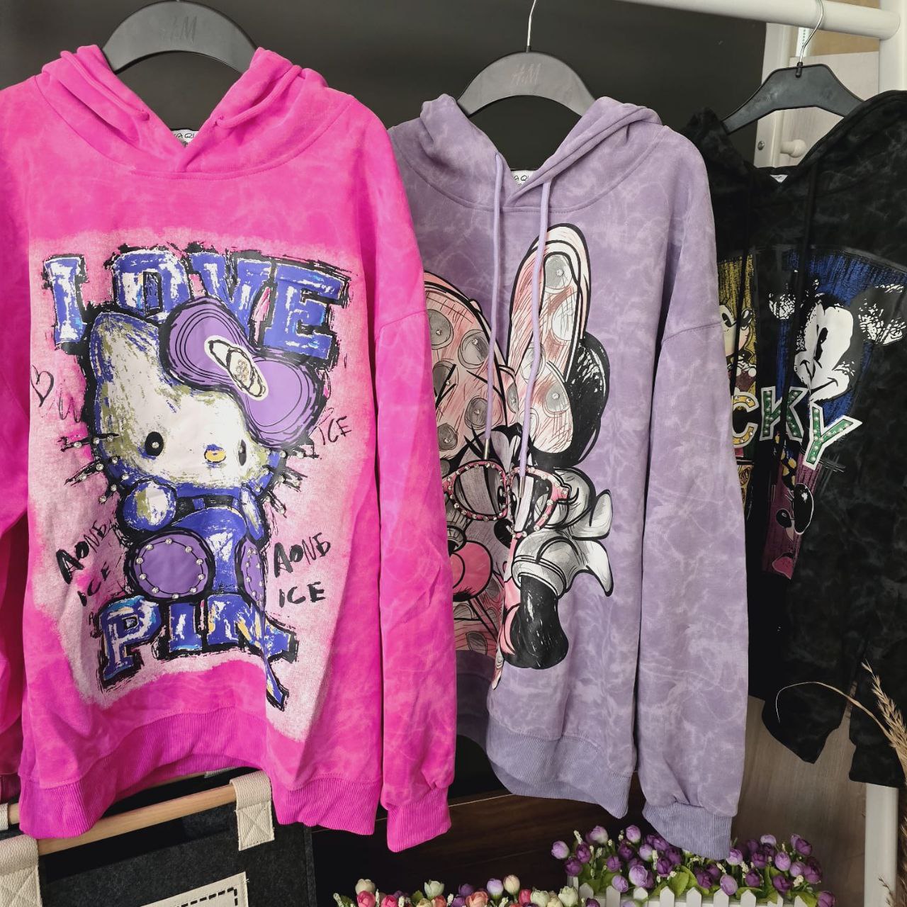 Hoodies Oversized For Kids Hello Kitty & Minnie/Mickey Mouse Design
