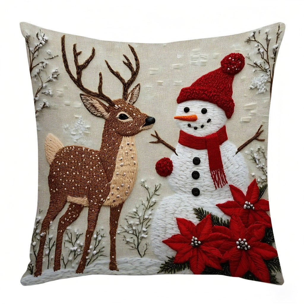 Red Christmas Decorative Cushion with Filling | 45×45 cm