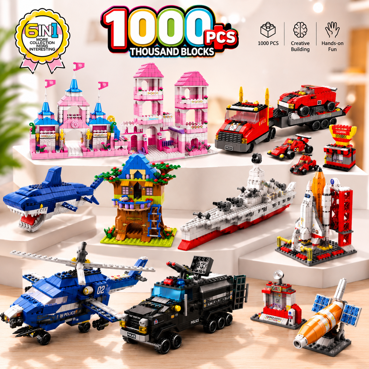 1000PCS 6-in-1 Building Blocks Collection Set | 6+