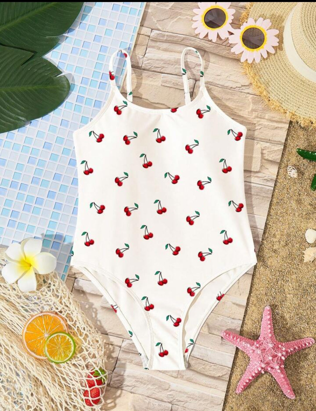 Cherry Print 1 pcs Swimsuit for kids | Size 5-12y