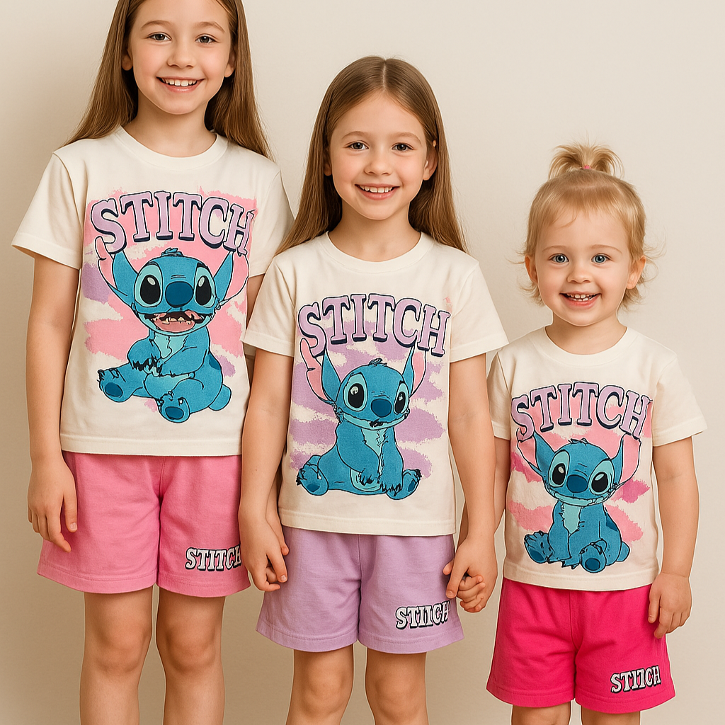 Outfit For Girls Stitch Design Set Of 2 Pcs Size 3-10y