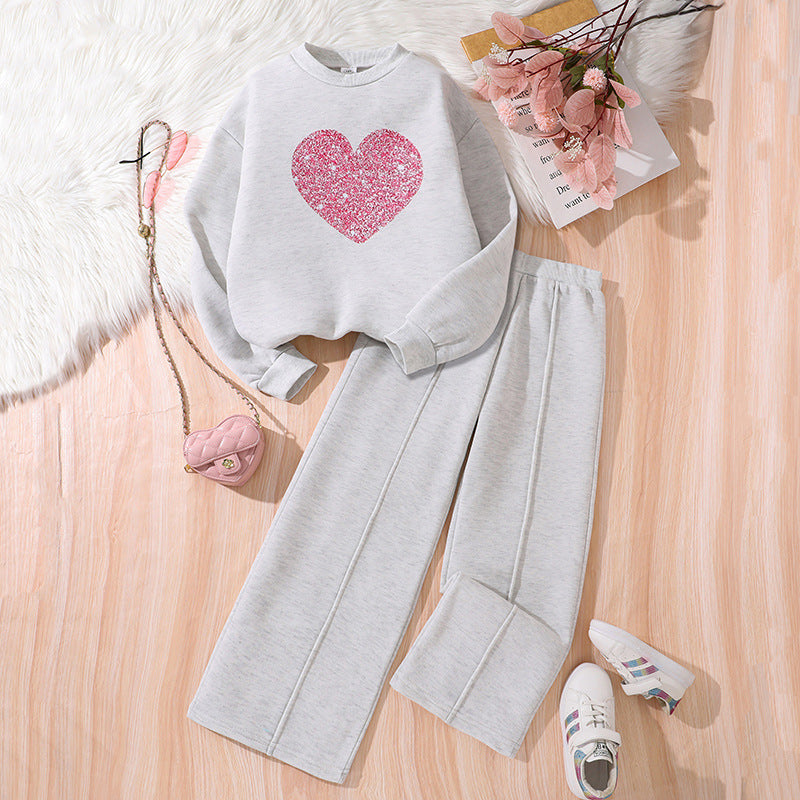 Warm Outfit For Girls Heart Design Size 8-12y