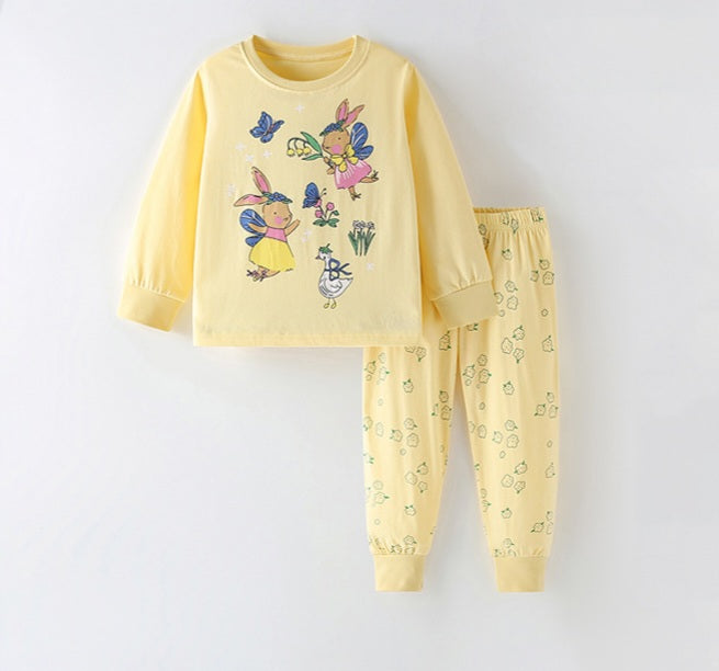 Girls Cotton Bunny Pajama Set | Size 3-10y