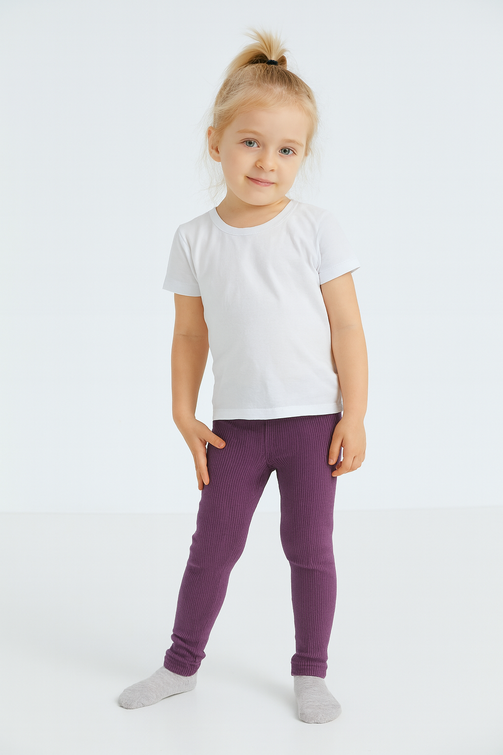 Legging Ribbed Purple For Girls Brand Little Maven Size 4y
