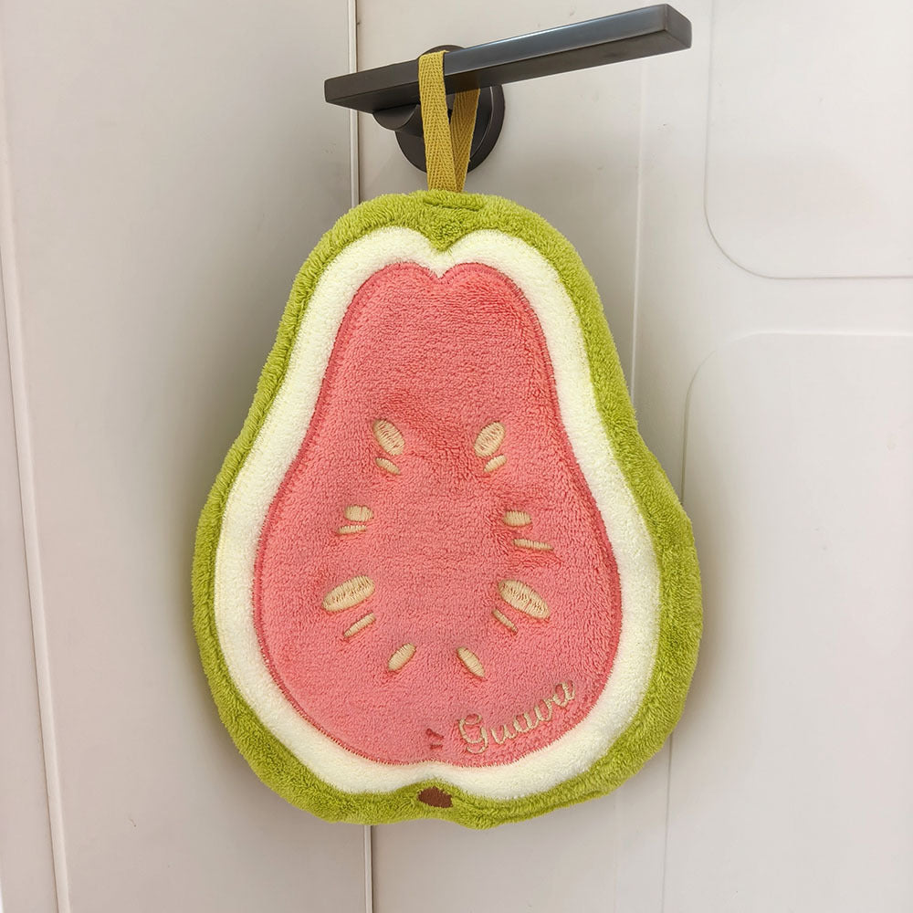 Cute Fruit Chenille Hanging Hand Towel – 25 × 19 cm