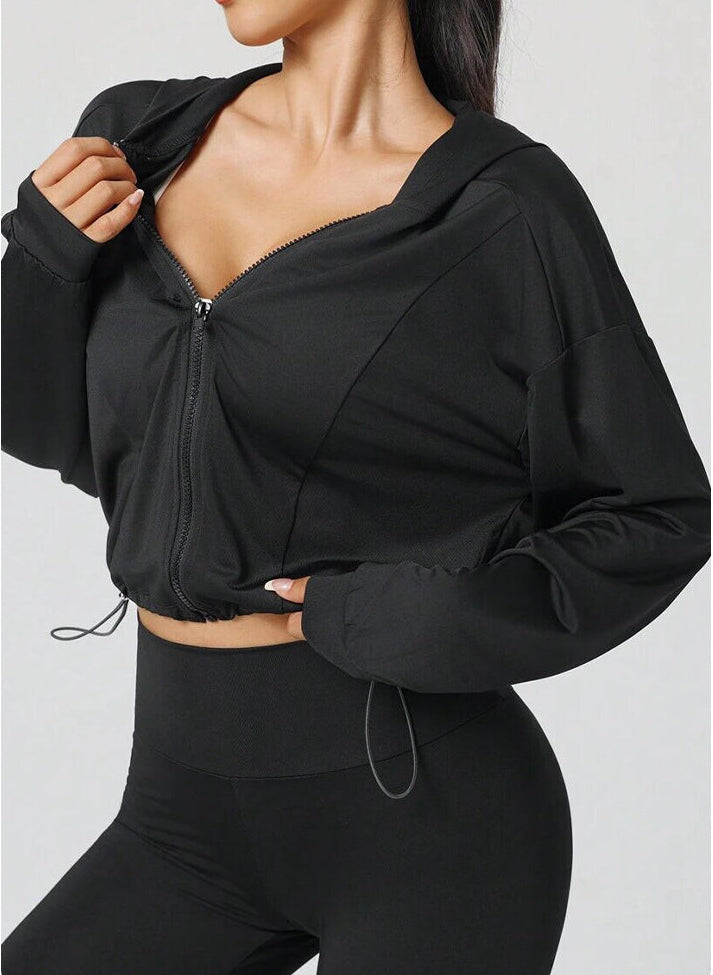Women's Cropped Zip-Up Hoodie – Lightweight Active Jacket | Size M