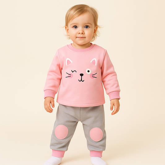 Pijama Warm For Girls Cat Design Size 2-3y
