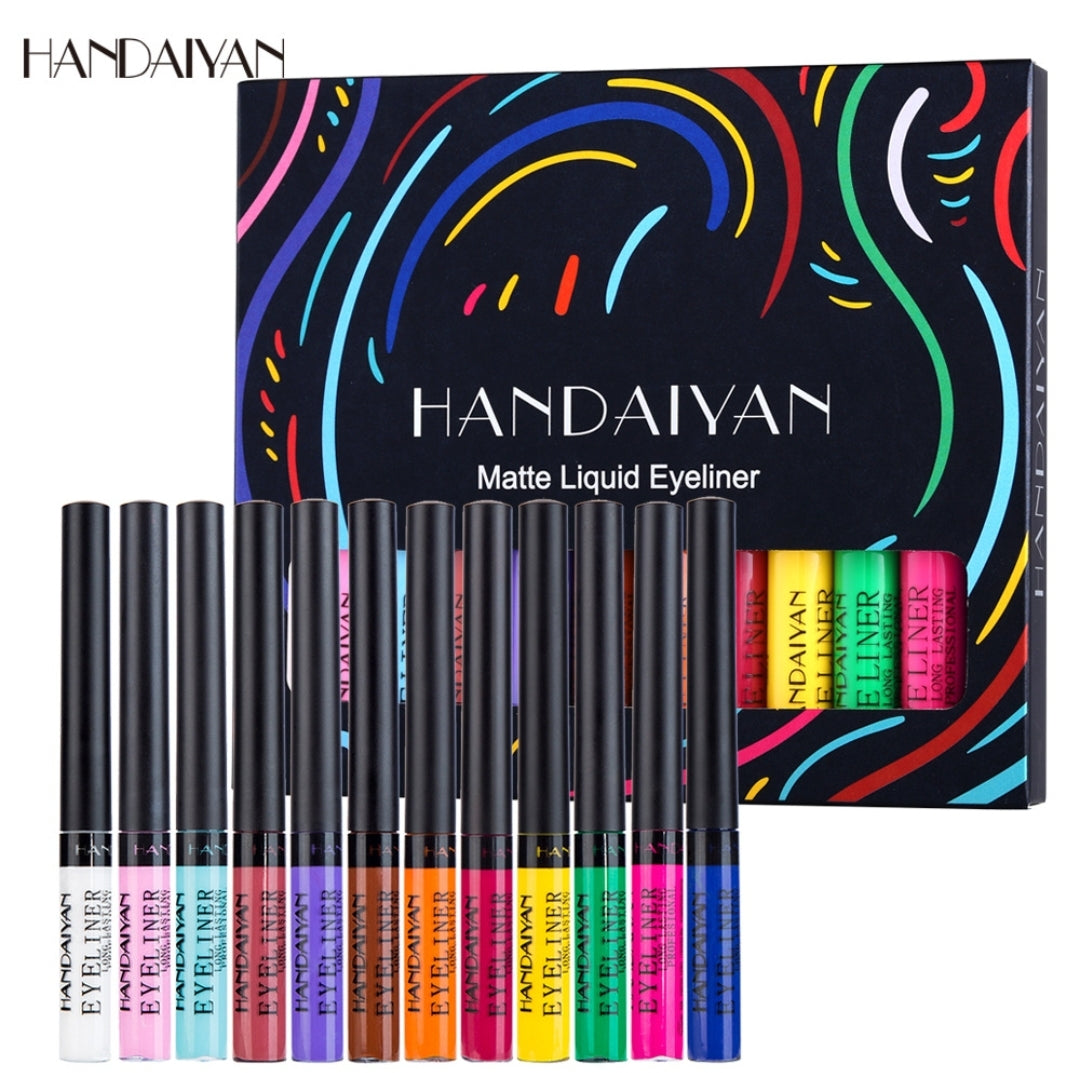 12 Color Liquid Eyeliner Set, Waterproof Long Lasting Quick Dry