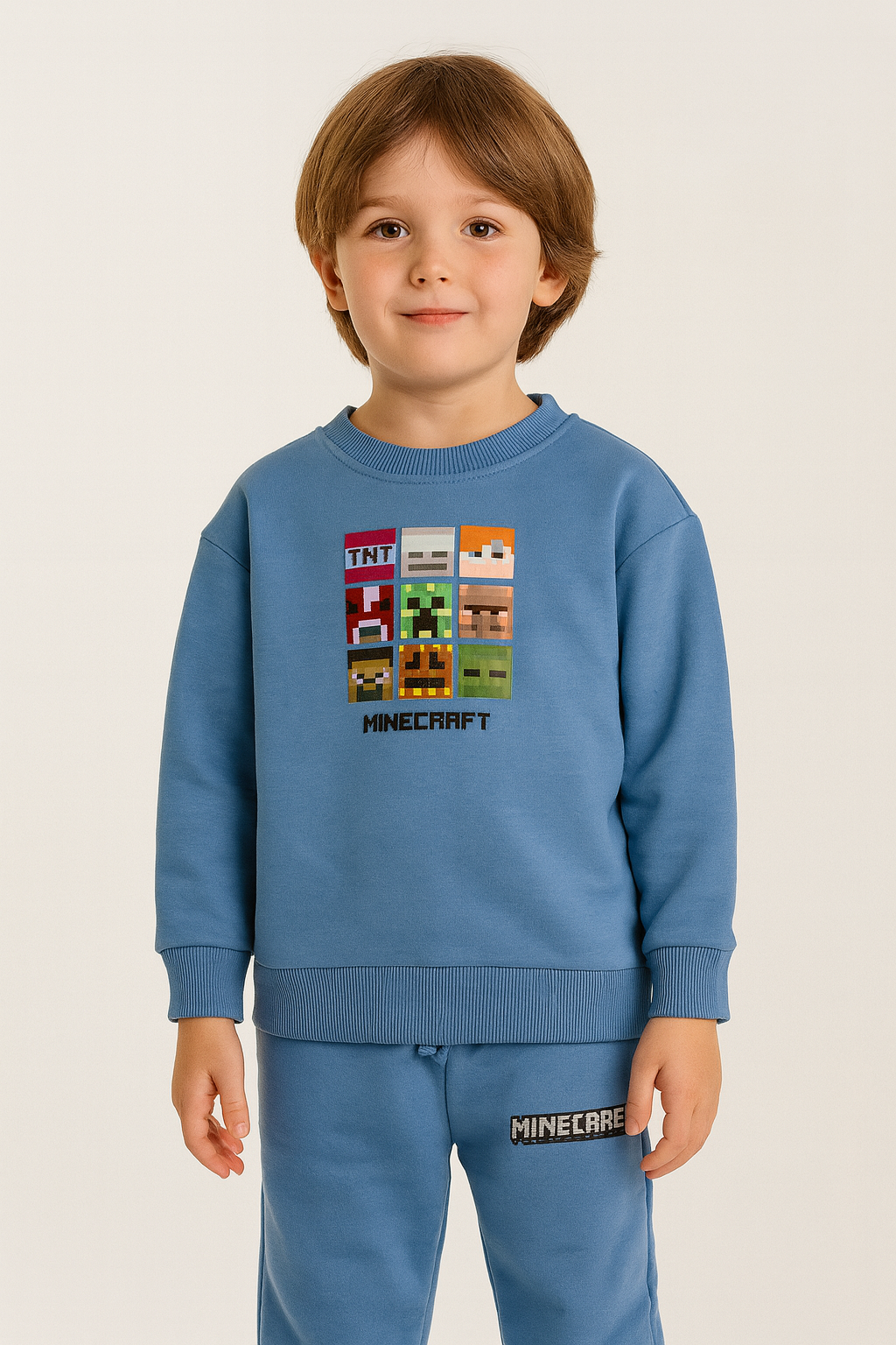Blue Minecraft Outfit For Cotton High-quality 3-10y