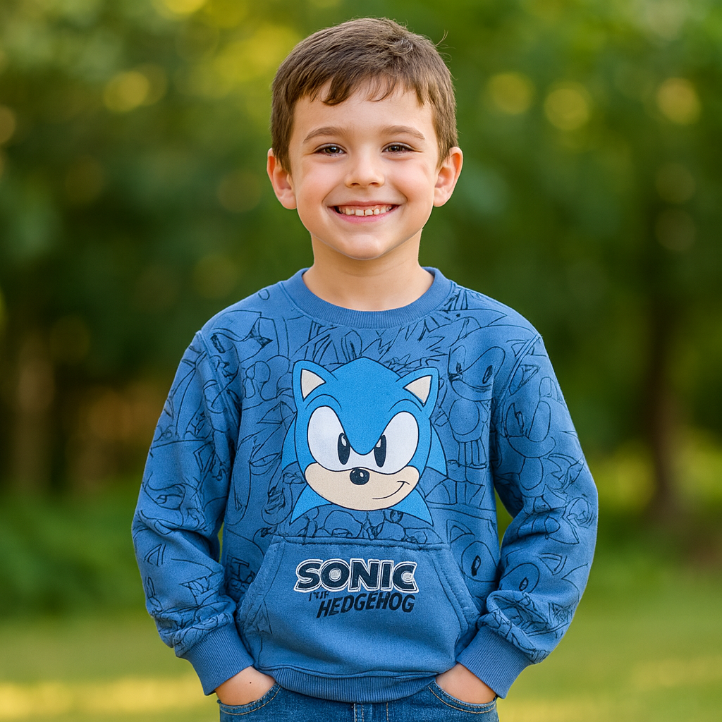 Light Sweater With Fleece Sonic Design Size 5-12y