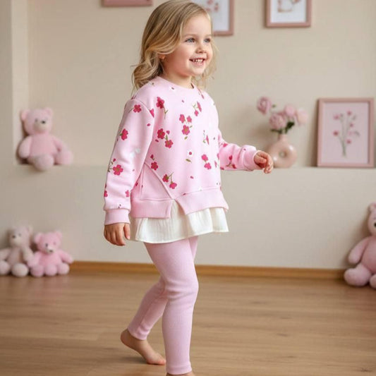 Outfit Cotton Flower Design Set Of 2 Pcs Size 2-8y